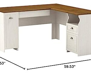 Bush Furniture Fairview L Shaped Desk in Antique White