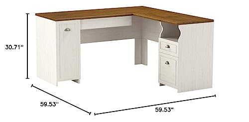 Bush Furniture Fairview L Shaped Desk in Antique White