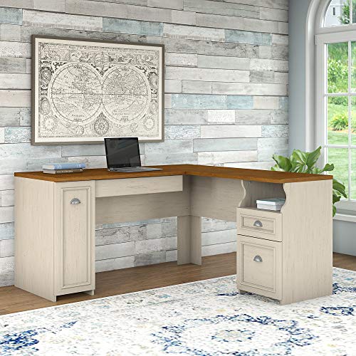 Bush Furniture Fairview L Shaped Desk in Antique White