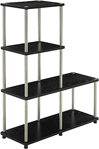 Convenience Concepts Designs2Go 4 tier Multi Shelf "L" Bookshelf, Black