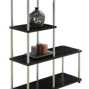 Convenience Concepts Designs2Go 4 tier Multi Shelf "L" Bookshelf, Black