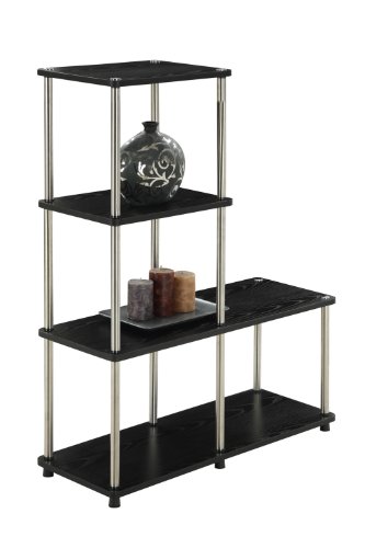 Convenience Concepts Designs2Go 4 tier Multi Shelf "L" Bookshelf, Black