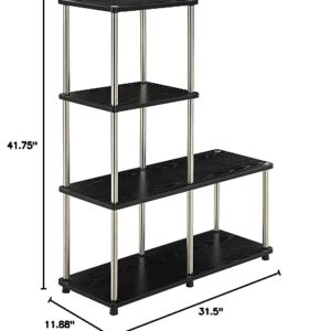 Convenience Concepts Designs2Go 4 tier Multi Shelf "L" Bookshelf, Black