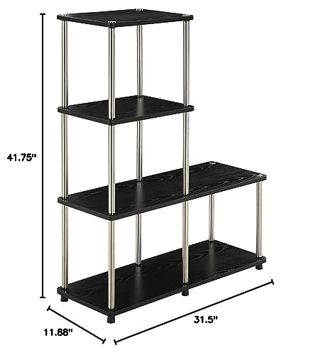 Convenience Concepts Designs2Go 4 tier Multi Shelf "L" Bookshelf, Black