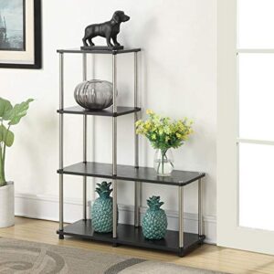 Convenience Concepts Designs2Go 4 tier Multi Shelf "L" Bookshelf, Black