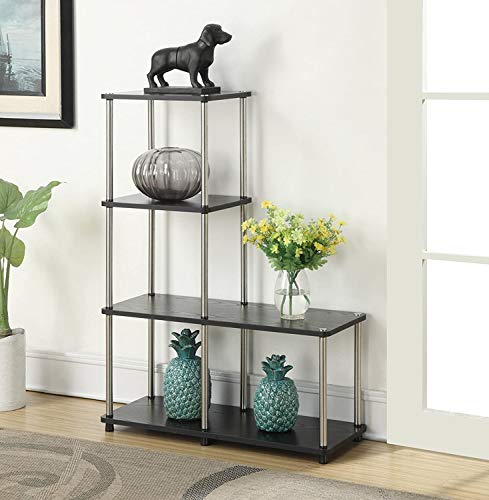 Convenience Concepts Designs2Go 4 tier Multi Shelf "L" Bookshelf, Black