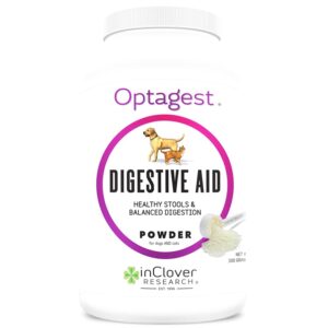 in clover optagest daily digestive enzymes for dogs. organic prebiotic natural enzyme powder for immune support, healthy stools and less gas. no foreign probiotics