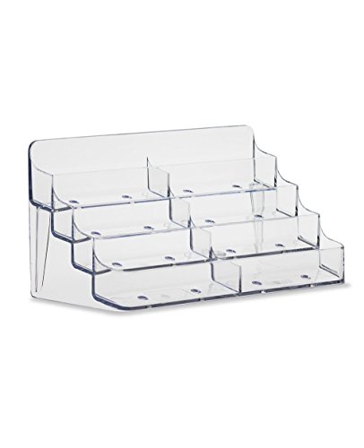 SOURCEONE.ORG 8 Pocket Desktop Clear Acrylic Business Card Holder