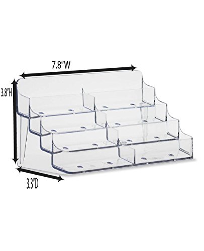 SOURCEONE.ORG 8 Pocket Desktop Clear Acrylic Business Card Holder