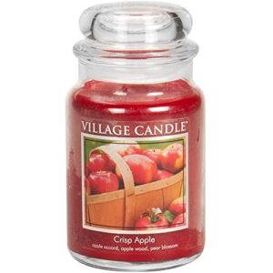 village candle crisp apple large glass apothecary jar scented candle, 21.25 oz, red