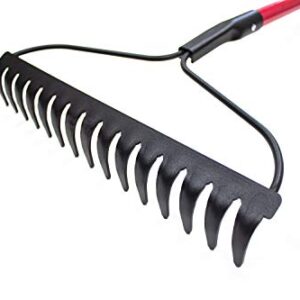 Bully Tools 92309 12-Gauge 16-Inch Bow Rake with Fiberglass Handle and 16 Steel Tines, 58-Inch