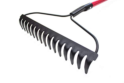 Bully Tools 92309 12-Gauge 16-Inch Bow Rake with Fiberglass Handle and 16 Steel Tines, 58-Inch