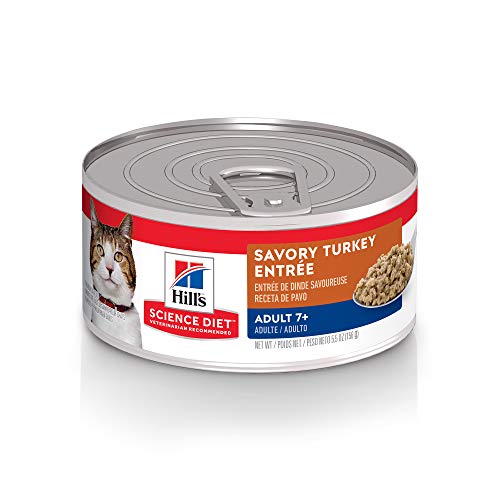 Hill's Science Diet Senior 7+ Wet Cat Food, Savory Turkey Entrée, 5.5 oz. Cans, 24-Pack