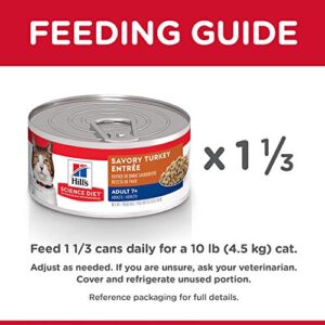 Hill's Science Diet Senior 7+ Wet Cat Food, Savory Turkey Entrée, 5.5 oz. Cans, 24-Pack