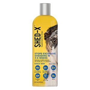 shed-x liquid dog supplement, 16oz – 100% natural – helps control excessive dog shedding with fish oil for dogs supplement of essential fatty acids, vitamins, and minerals