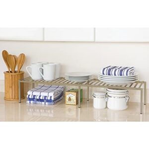 Seville Classics Iron Slat Expandable Kitchen Counter and Cabinet Shelf, Platinum