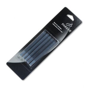 parker : refill cartridge for permanent ink fountain pens, black ink, 5/pack -:- sold as 2 packs of - 5 - / - total of 10 each