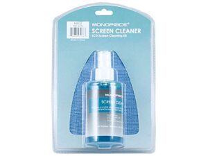 monoprice 105176 universal screen cleaner (large bottle, blister pack) for lcd and plasma tv, all ipad, iphone, galaxy tab, and smartphones,200ml (blister pack), blue