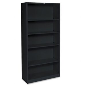 hon : metal bookcase, 5 shelves, 34-1/2w x 12-5/8w x 71h, black -:- sold as 2 packs of - 1 - / - total of 2 each