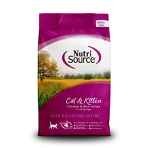 nutrisource cat & kitten food, made with chicken and rice, with wholesome grains, 6.6lb, dry cat food
