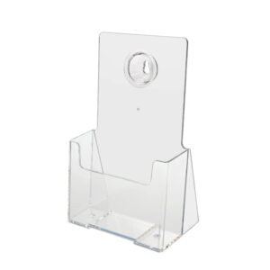 SourceOne Brochure Holder for 4” x 9” Trifold Booklets – Clear Acrylic Countertop Organizer