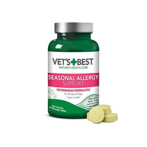 vet’s best seasonal allergy relief | dog allergy supplement | relief from dry or itchy skin | 60 chewable tablets