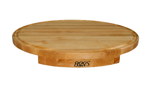 John Boos Block CCS24180125 Corner Counter Saver Maple Wood Oval Cutting Board with Juice Groove, 24 Inches x 18 Inches x 1.25 Inches