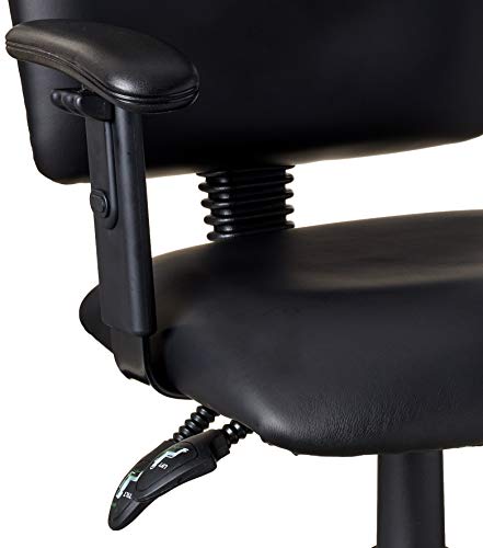 Boss Office Products Multi-Function LeatherPlus Drafting Stool with Adjustable Arms in Black