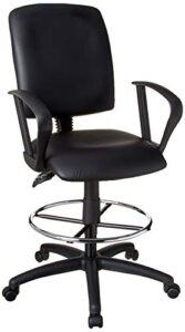 boss office products multi-function leatherplus drafting stool with loop arms in black