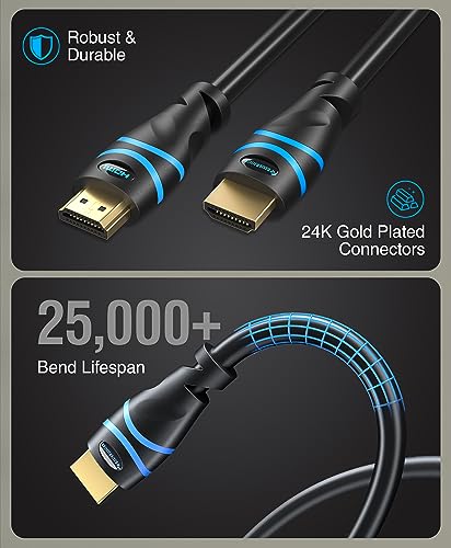 BlueRigger High Speed HDMI Cable with Ethernet, Supports 3D and Audio Return 6.6 Feet (2 meters)