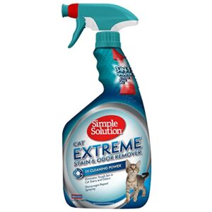 simple solution cat extreme pet stain and odor remover | enzymatic cleaner with 3x pro-bacteria cleaning power | 32 ounces