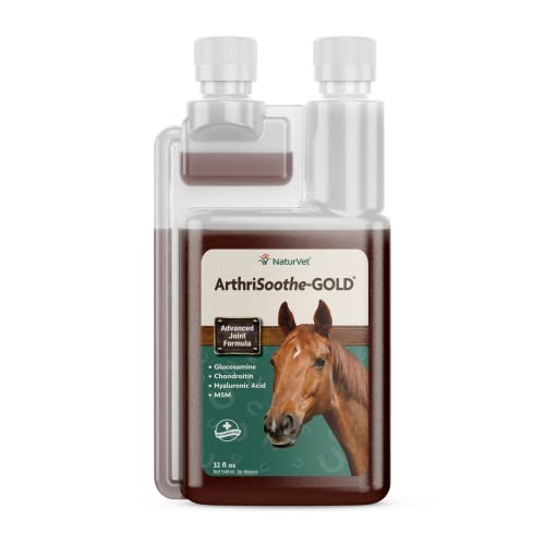 NaturVet ArthriSoothe-GOLD Advanced Equine Glucosamine Joint Supplement Formula for Horses, Liquid, Made in The USA with Globally Source Ingredients 32 Ounce