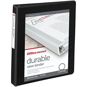 OfficeMax Durable View Binders with Round Ring 1", Black