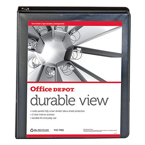 OfficeMax Durable View Binders with Round Ring 1", Black