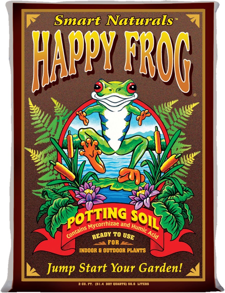 FoxFarm FX14047 Happy Frog 2 Cubic Feet/51.4 Quart Ph Adjusted Pre-Mixed Plant Garden Potting Soil Mix for Indoor and Outdoor Plants