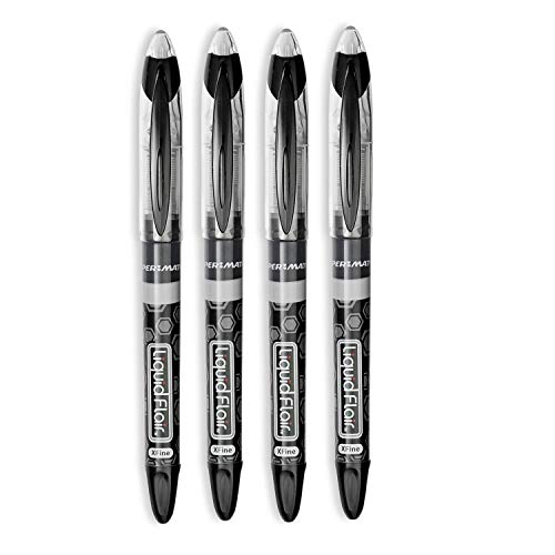 Paper Mate Liquid Flair Porous Point Pens, 0.8mm, Extra Fine Point, Black Ink, 4-Count