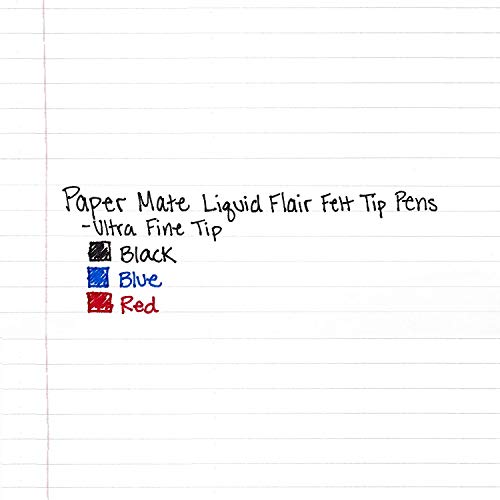 Paper Mate Liquid Flair Porous Point Pens, 0.8mm, Extra Fine Point, Black Ink, 4-Count