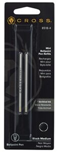cross mini ballpoint pen refill leather accessory pens, medium black (8518-4)