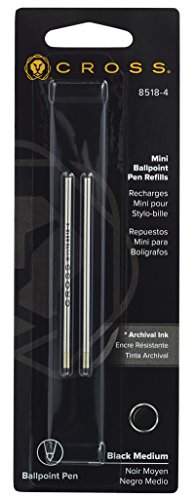 Cross Mini Ballpoint Pen Refill Leather Accessory Pens, Medium Black (8518-4)