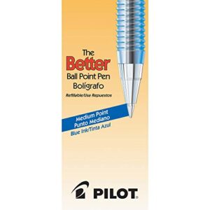 pilot, 36711, better stick ballpoint pen, medium 1mm, blue ink, translucent blue barrel, dozen