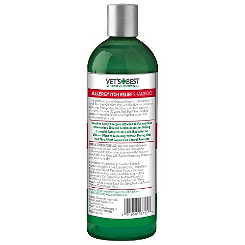 Vet's Best Allergy Itch Relief Dog Shampoo | Cleans and Relieves Discomfort from Seasonal Allergies | Gentle Formula | 16 Oz