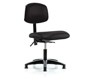perch task chair with adjustable back support, stationary caps, desk height, black vinyl