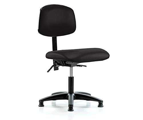 Perch Task Chair with Adjustable Back Support, Stationary Caps, Desk Height, Black Vinyl