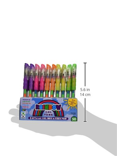 Raymond Geddes Rainbow Color Assorted Gel Pens (Pack of 50)