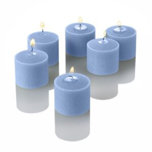 Richland Set of 12 Light Blue Votive Candles and 12 Glass Votive Holders