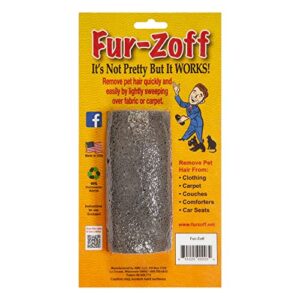 fur-zoff pet hair removal tool for carpet, car, rugs, bedding, clothing, cat and dog hair removal, automotive interior detailing,gray