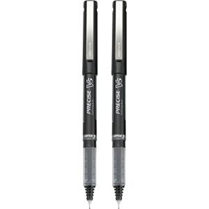 PILOT Precise V5 Stick Liquid Ink Rolling Ball Stick Pens, Extra Fine Point (0.5mm) Black Ink, 2-Pack (25001)