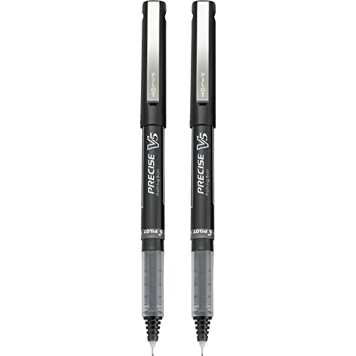 PILOT Precise V5 Stick Liquid Ink Rolling Ball Stick Pens, Extra Fine Point (0.5mm) Black Ink, 2-Pack (25001)