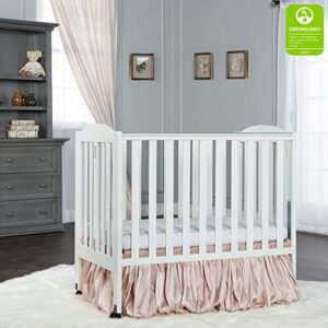 Dream On Me 2-In-1 Portable Folding Stationary Side Crib In White, Greenguard Gold Certified, Two Adjustable Mattress Height Positions,Made Of Solid Pinewood, Flat Folding Crib