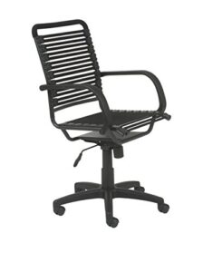 euro style flat bungie high back adjustable office chair with arms, black bungies with graphite black frame